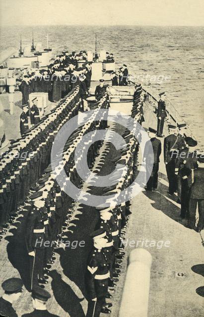 Royal Marines lined up on parade on board a ship, World War II, c1939-c1943 (1944). Creator: Unknown.