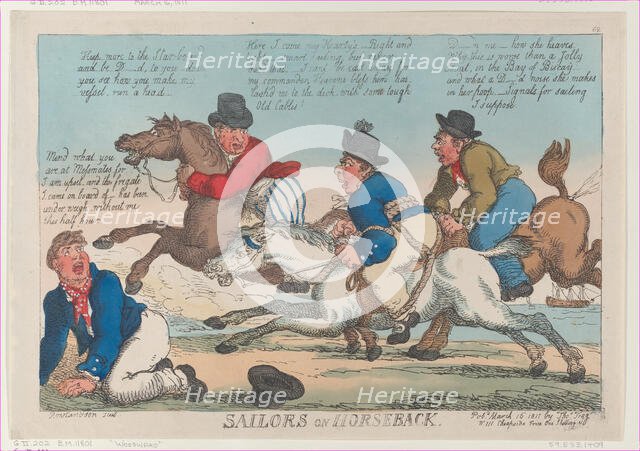 Sailors on Horseback, March 16, 1811., March 16, 1811. Creator: Thomas Rowlandson.