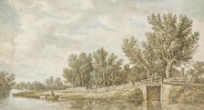 Boat and Bridge Scene, 1836. Creator: John Wilhelm Nahl.