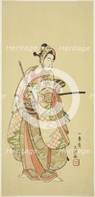 The Actor Sanogawa Ichimatsu II in the Costume of a Fashionable Young Man (Wakashu), c 1769. Creator: Ippitsusai Buncho.