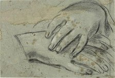 Crossed Hands (recto); Right Foot, Partially Covered by Drapery (verso), 1625/29 (r); c1620 (v). Creator: Jacopo Cavedone.