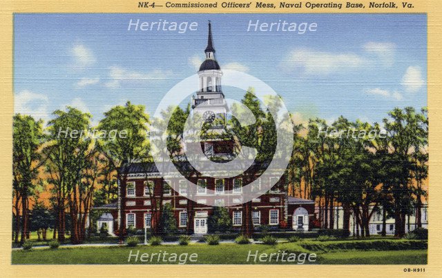 Commissioned Officers' Mess, Naval Operating Base, Norfolk, Virginia, USA, 1940. Artist: Unknown