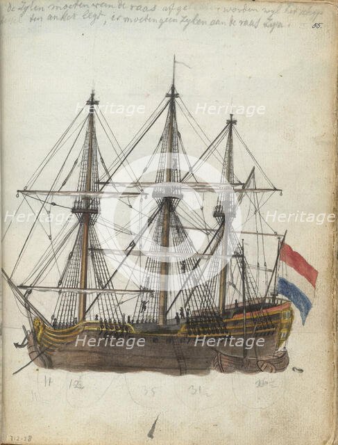East Indiaman at anchor, 1785.  Creator: Jan Brandes.