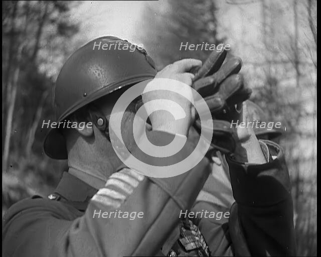 French Soldiers on a Hill Looking Out Over the Maginot Line, 1940. Creator: British Pathe Ltd.