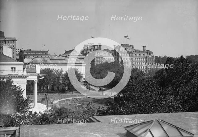 Memorial Continental Hall - View from Roof of Continental Hall Toward State, War, And Navy..., 1917. Creator: Harris & Ewing.