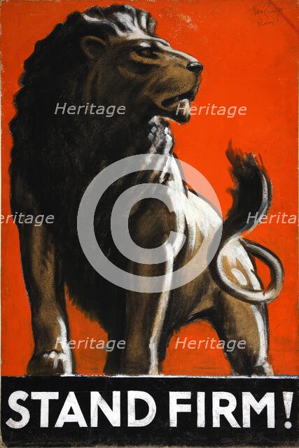 War Effort Stand Firm (Lion) World War II poster, between 1939 and 1946. Creators: Central Office of Information, Tom Purvis.