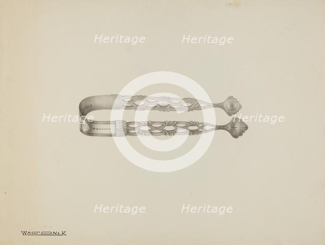 Silver Sugar Tongs, c. 1939. Creator: Kalamian Walton.
