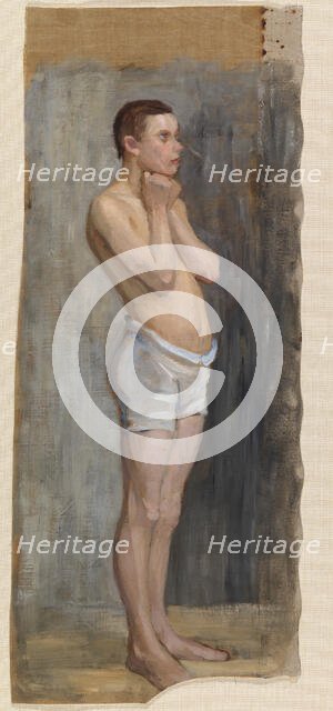 Nude Study, Standing Boy, 1903. Creator: Maria Wiik.