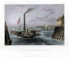 The Ferry at Brooklyn, New York, USA, 1838.Artist: George Richardson