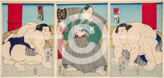 Wrestling match Shakaigawa vs Ayasemawa, 1873.