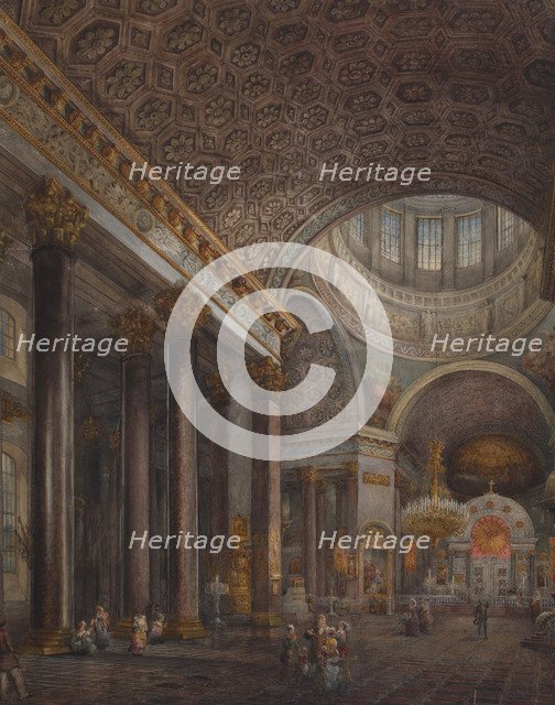 Interior view of the Kazan Cathedral in St. Petersburg, 1850s.