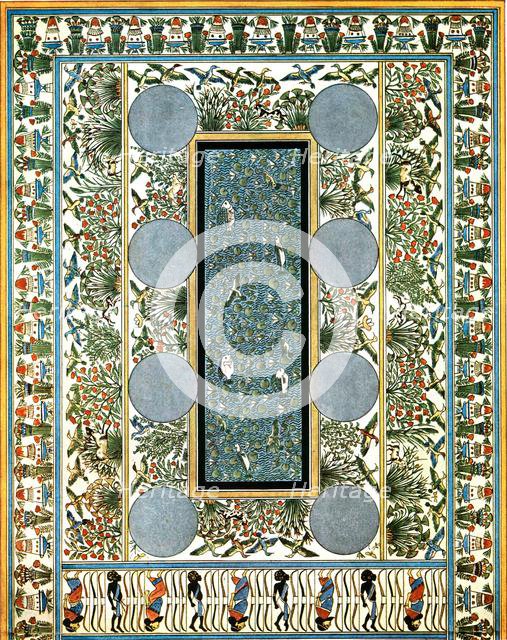 Floor painting in a palace at Tell el-Amarna, Egypt, (1928). Creator: Unknown.