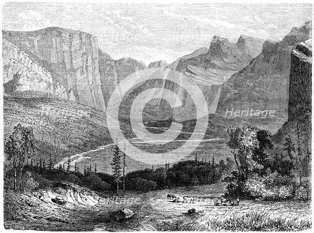 'Yosemite Valley', California, 19th century.Artist: Paul Huet
