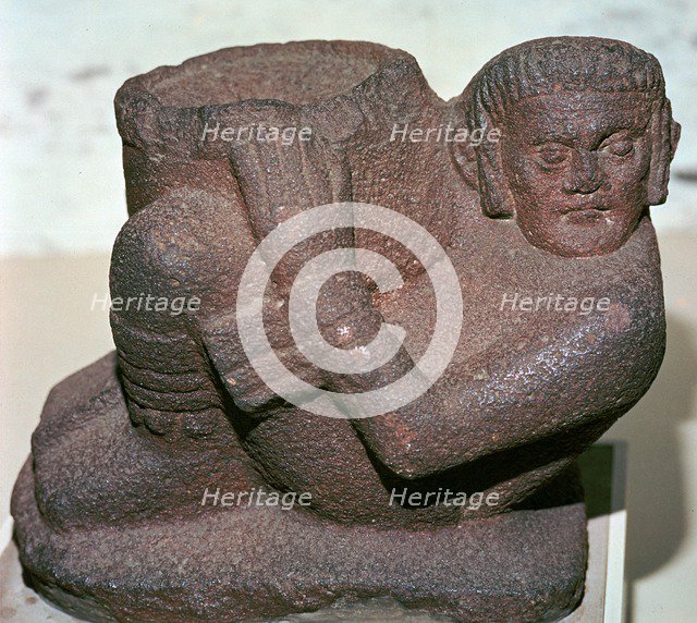 Mayan vessel in the shape of the rain-god Chac Mool. Artist: Unknown