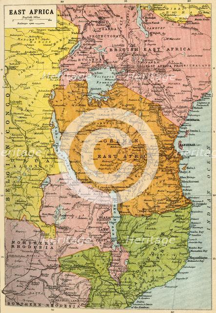 Map of East Africa, First World War, (c1920). Creator: John Bartholomew & Son.