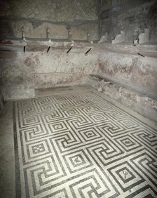 Geometric mosaic, female tepidarium, thermal baths, Herculaneum, Italy, 2002. Creator: LTL.