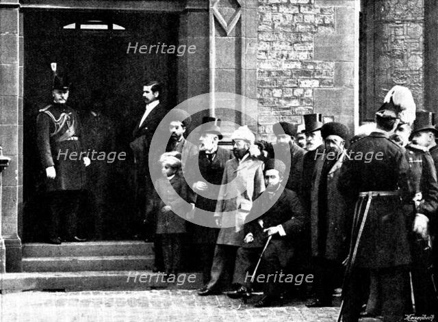 The Shahzada watching a Highland dance at the Fairfield ship-building yard, Glasgow, 1895. Creator: Lafayette.