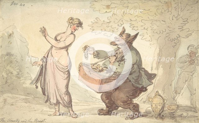 Beauty and the Beast, 18th-19th century. Creator: Attributed to Thomas Rowlandson.