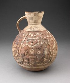 Handeled Jar with Painted Relief Depicting Figure with Animals, 1000/1476. Creator: Unknown.