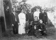 Portrait photograph of William Manderville Ellis L'Éstrange (left) and other family members, 1910. Creator: Robert Augustus Henry L'Estrange.