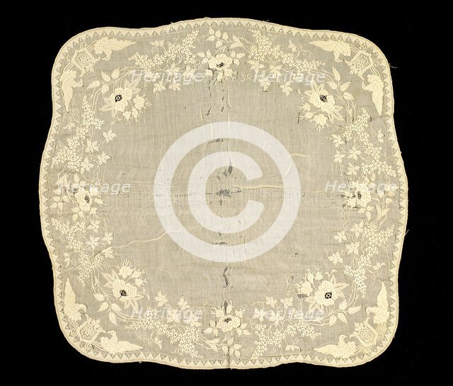 Handkerchief, French, 1850-60. Creator: Unknown.