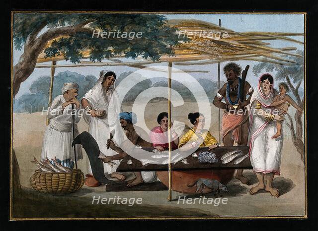India: a fishmonger's stall, (between 1800 and 1899?). Creator: Unknown.
