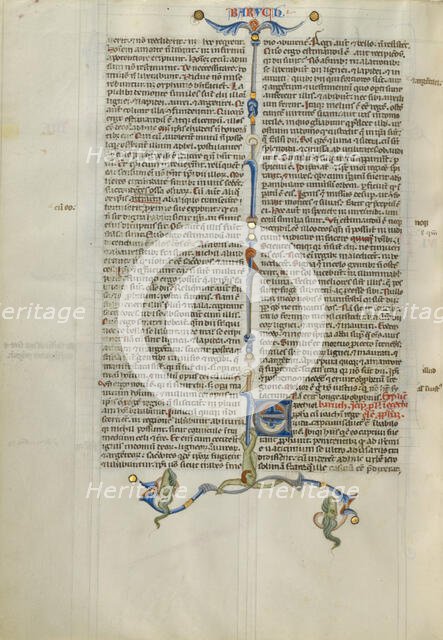 Decorated Initial E; Abbey Bible, about 1250-1262. Creator: Unknown.