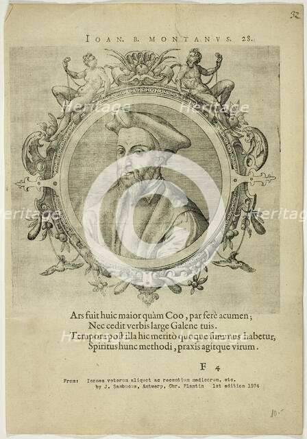 Portrait of Joan B. Montanus, published 1574. Creators: Unknown, Johannes Sambucus.