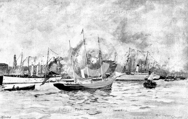 The Opening of the Baltic Canal: arrivals at Hamburg, 1895. Creator: George Meisenbach.