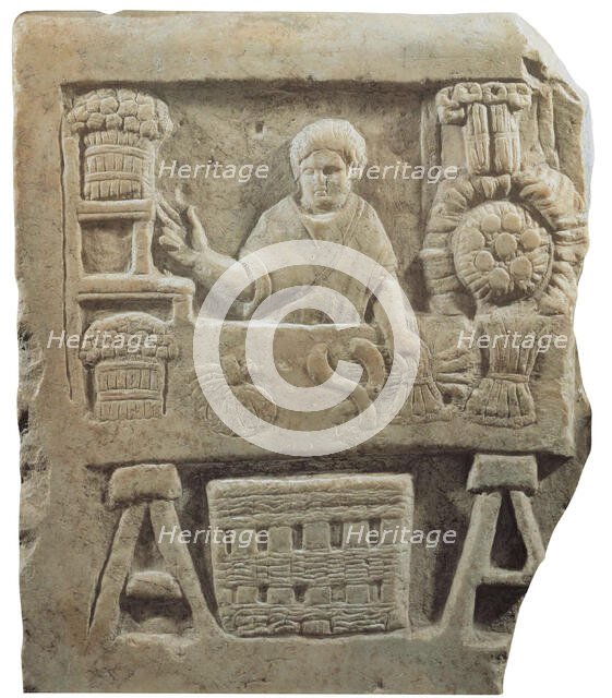 Funeral stele depicting a vegetable vendor, c150-200. Creator: Unknown.