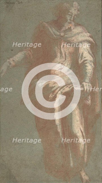 Standing Bearded Man Holding a Book, 1530-60. Creator: Anon.