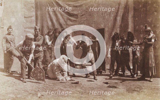 British airforce servicemen performing a sketch, striking an animated pose, 1918. Creator: Unknown.