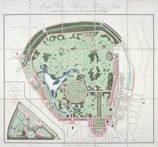 Plan of the Zoological Gardens, Regent's Park, St Marylebone, London, 1828. Artist: Edward Mogg