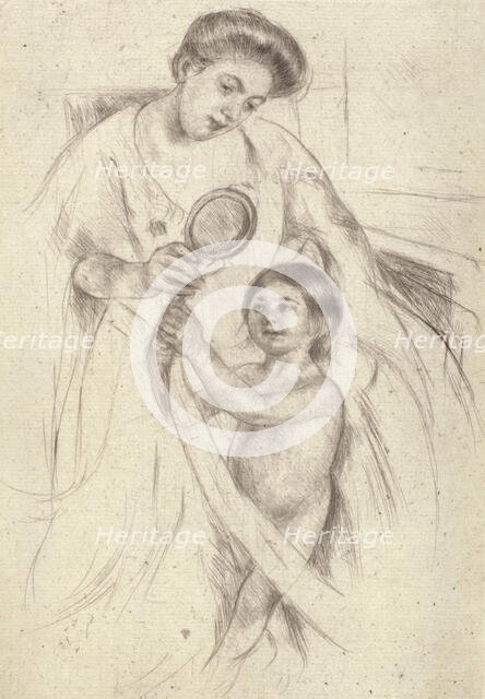 Looking Into A Hand Mirror #3, about 1905. Creator: Mary Cassatt.