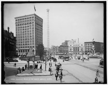 Woodward Avenue at the Campus Martius, Detroit, between 1890 and 1901. Creator: Unknown.