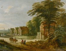 'Travellers Passing through a Village', late 16th or early 17th century. Artist: Joos de Momper, the younger.