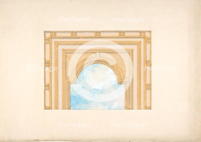 Partial design for a decorated ceiling painted with clouds, 1830-97. Creators: Jules-Edmond-Charles Lachaise, Eugène-Pierre Gourdet.