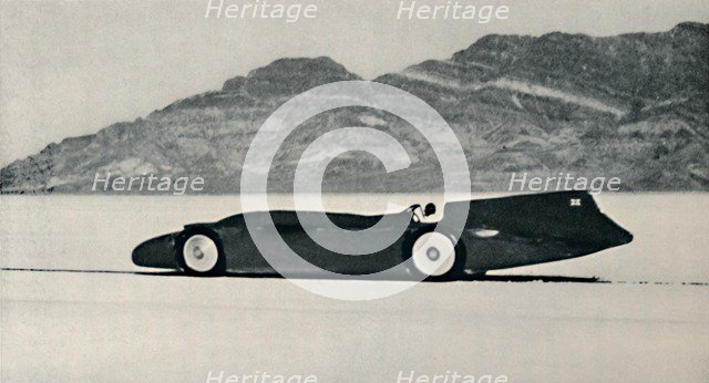 'Over 300 miles an hour on the Salt Flats, Bonneville, Utah', 1937. Artist: Unknown.