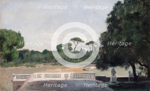 Jardins de la Villa Borghèse vus depuis la Villa Médicis à Rome, c.1859 — 1860. Creator: Jean Jacques Henner.