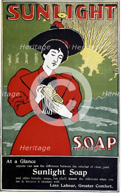 Advertisement for Sunlight household soap, c1890. Artist: Unknown