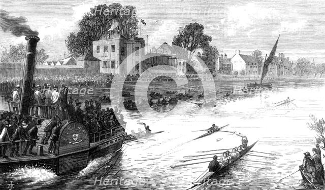 Scullers' race for the Championship of the Thames: the finish, 1874. Creator: Unknown.