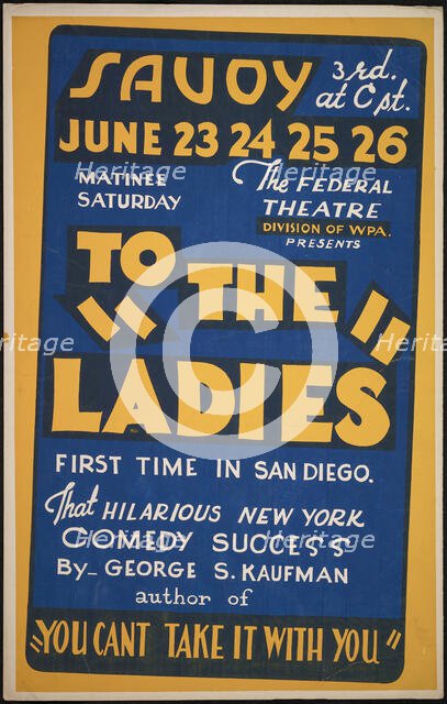 To the Ladies, San Diego, 1938. Creator: Unknown.