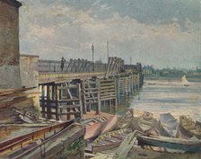 'Old Battersea Bridge, From The North Bank', looking across the River Thames, London, 1885 (1926). Artist: John Crowther.