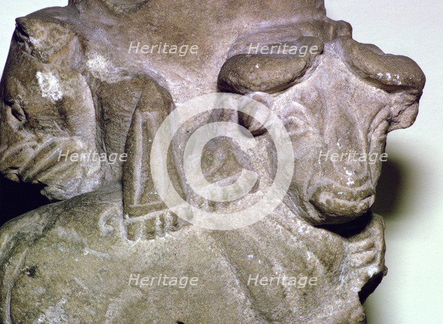 Limestone libation vase, late Uruk, Warka, Southern Iraq, 3300BC-3000BC. Artist: Unknown