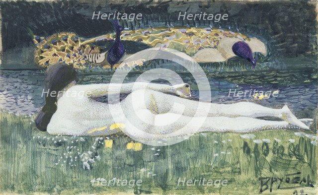 Laying Nude, 1902. Artist: Vrubel, Mikhail Alexandrovich (1856-1910)