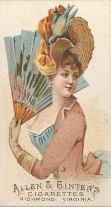 Plate 38, from the Fans of the Period series (N7) for Allen & Ginter Cigarettes Brands, 1889. Creator: Allen & Ginter.