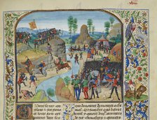 Anglo-Scottish War: the English crossing the Tyne, ca 1470-1475. Creator: Liédet, Loyset (1420-1479).