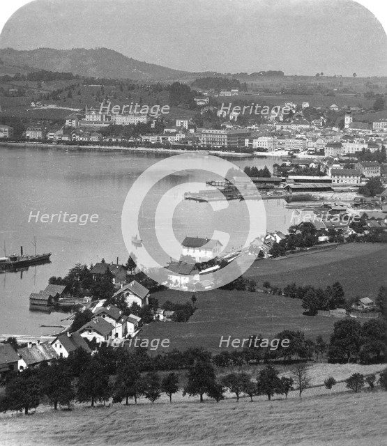 The lakefront at Gmunden, Salzkammergut, Austria, c1900s.Artist: Wurthle & Sons