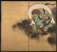 The Wind God. Right part of two-fold screens Wind God and Thunder God, Early 18th cen.. Artist: Korin, Ogata (1658-1716)