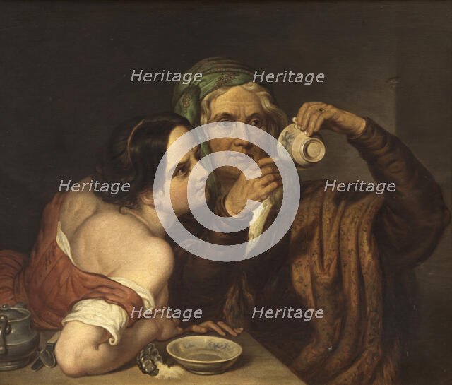 Two women with a cup, c18th century. Creator: Unknown.